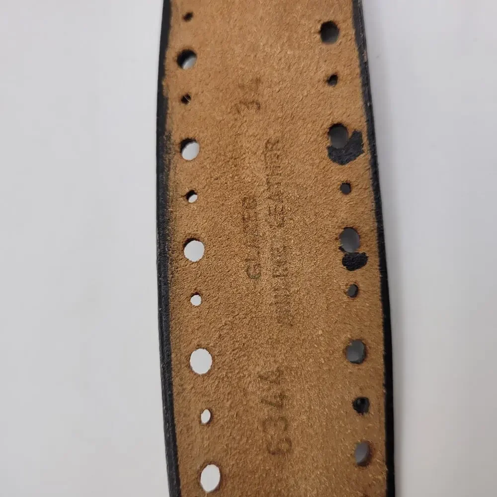 Black Leather Belt Mens 34 Perforated Industrial Utilitarian Edgy Punk Goth Wide